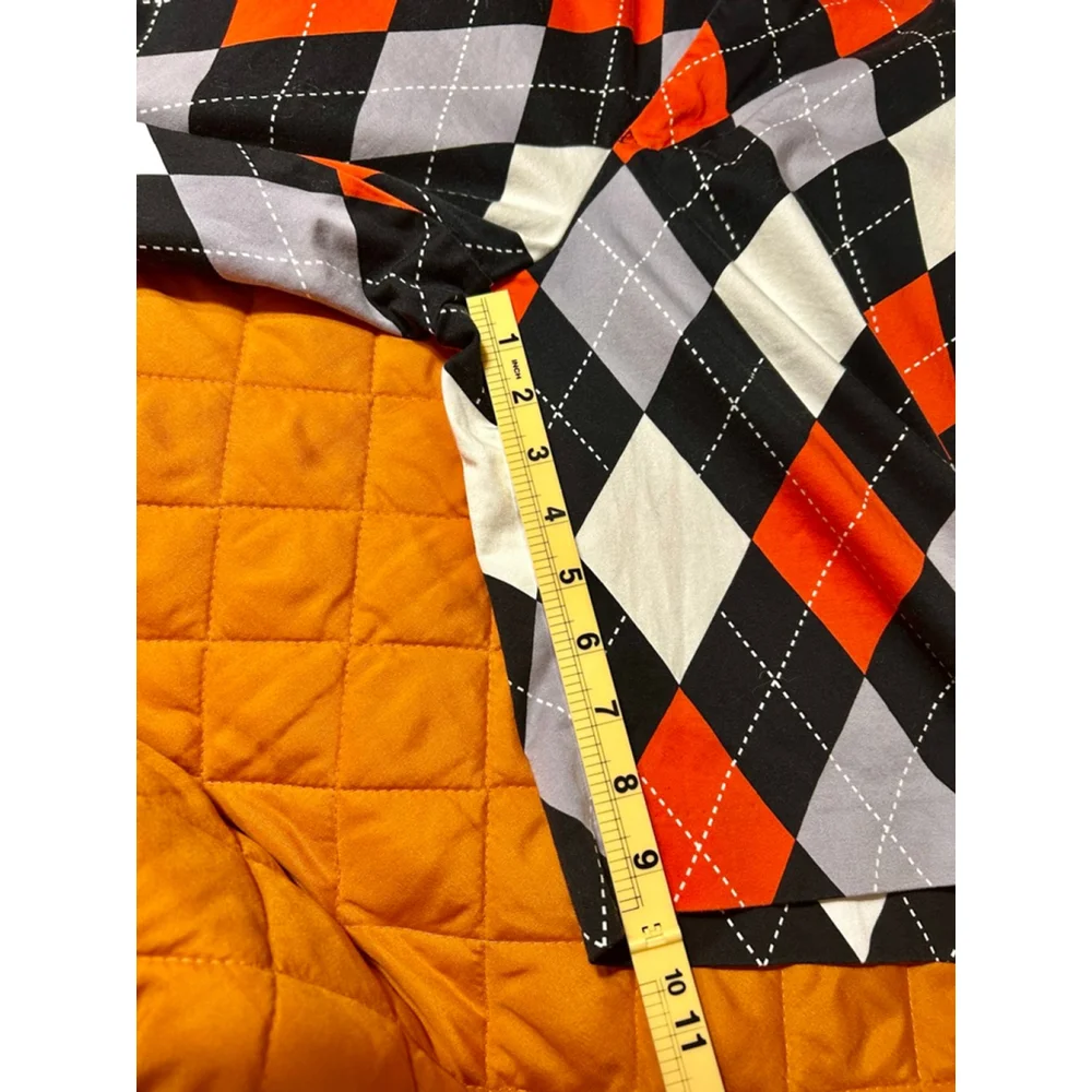 Men's Royal & Awesome Flat Front Golf Chino Shorts Size 36 Black Orange Argyle